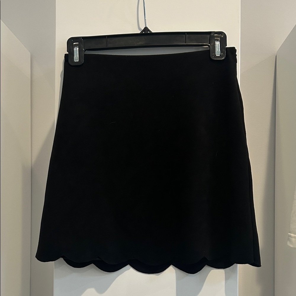 Aqua Black Mini Skirt with Scalloped Hem
